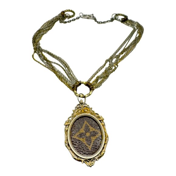 Custom Made Lux Pendant Upcycled w/ Vintage Layered Mixed Metals Chain Necklace - Picture 4 of 8